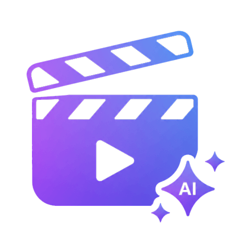 Minimal AI cinematic content icon with film clapperboard and play button for video production
